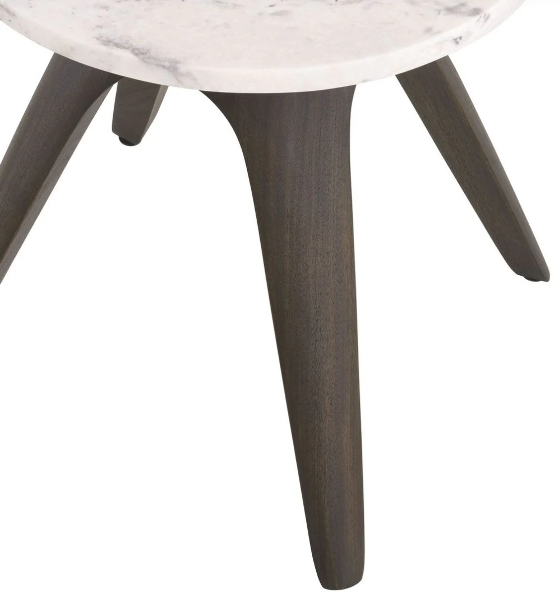 Luxus Beistelltisch Mokka / Weiß-Flieder Ø 40 x H. 41 cm - Runder Mahagoni Tisch mit Marmorplatte - Wohnzimmer Möbel - Luxus Möbel