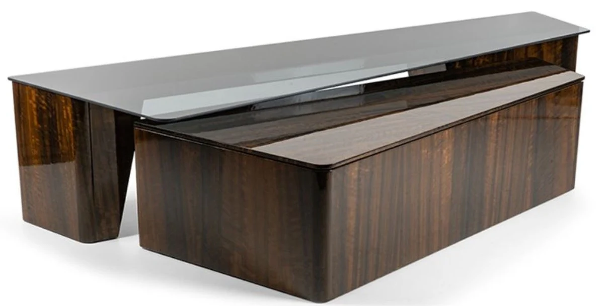 Luxus Wohnzimmer Set Grau / Braun - 2 Sofas & 2 Sessel & 1 Couchtisch Set - Edle Wohnzimmermöbel - Luxus Möbel