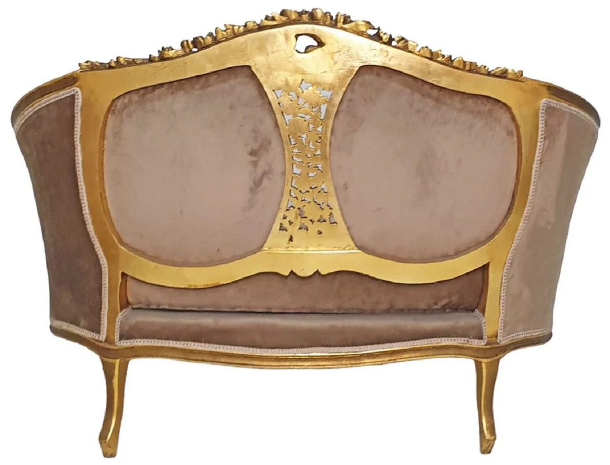 Barock Sofa Braun / Mehrfarbig / Antik Gold - Prunkvolles Wohnzimmer Sofa im Barockstil - Wohnzimmer Möbel im Barockstil - Barock Möbel - Barock Einrichtung