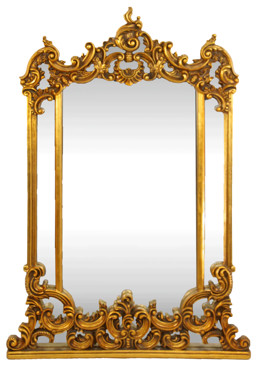 Barock Wandspiegel Gold 90 x H. 125 cm - Handgefertigter Spiegel mit prunkvollen Verzierungen - Möbel im Barockstil