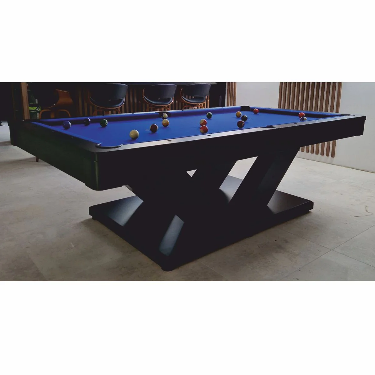 Luxus Pool Billardtisch / Esstisch 8ft Schwarz / Blau