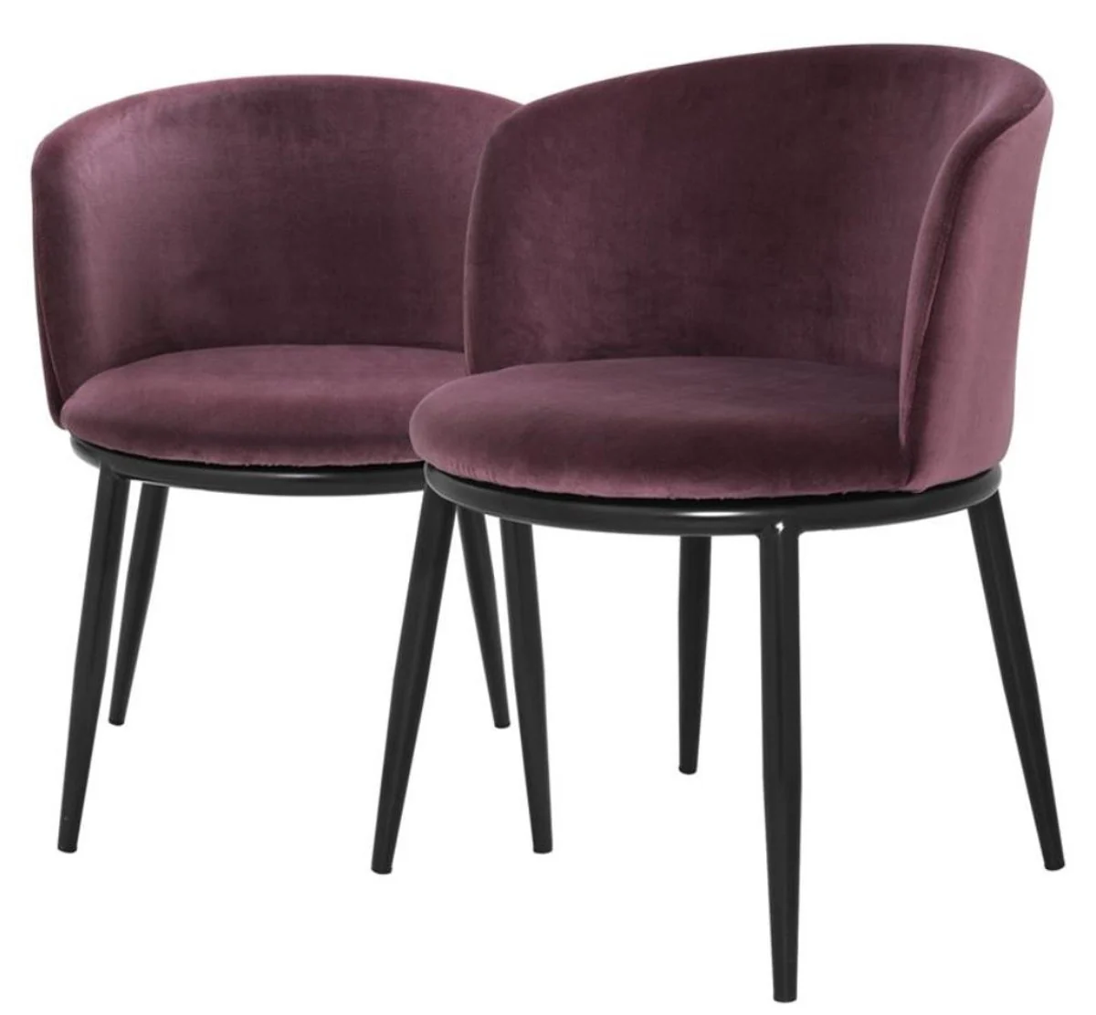 Luxus Esszimmerstuhl Set Lila / Schwarz 57 x 57 x H. 74 cm - Esszimmermöbel