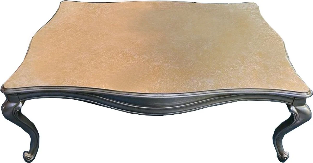 Luxus Barock Couchtisch Gold / Silber - Quadratischer Massivholz Wohnzimmertisch im Barockstil - Luxus Wohnzimmer Möbel im Barockstil - Barock Möbel - Edel & Prunkvoll