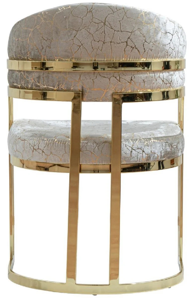 Luxus Esszimmer Stuhl mit Armlehnen Silber / Gold H. 88 cm
