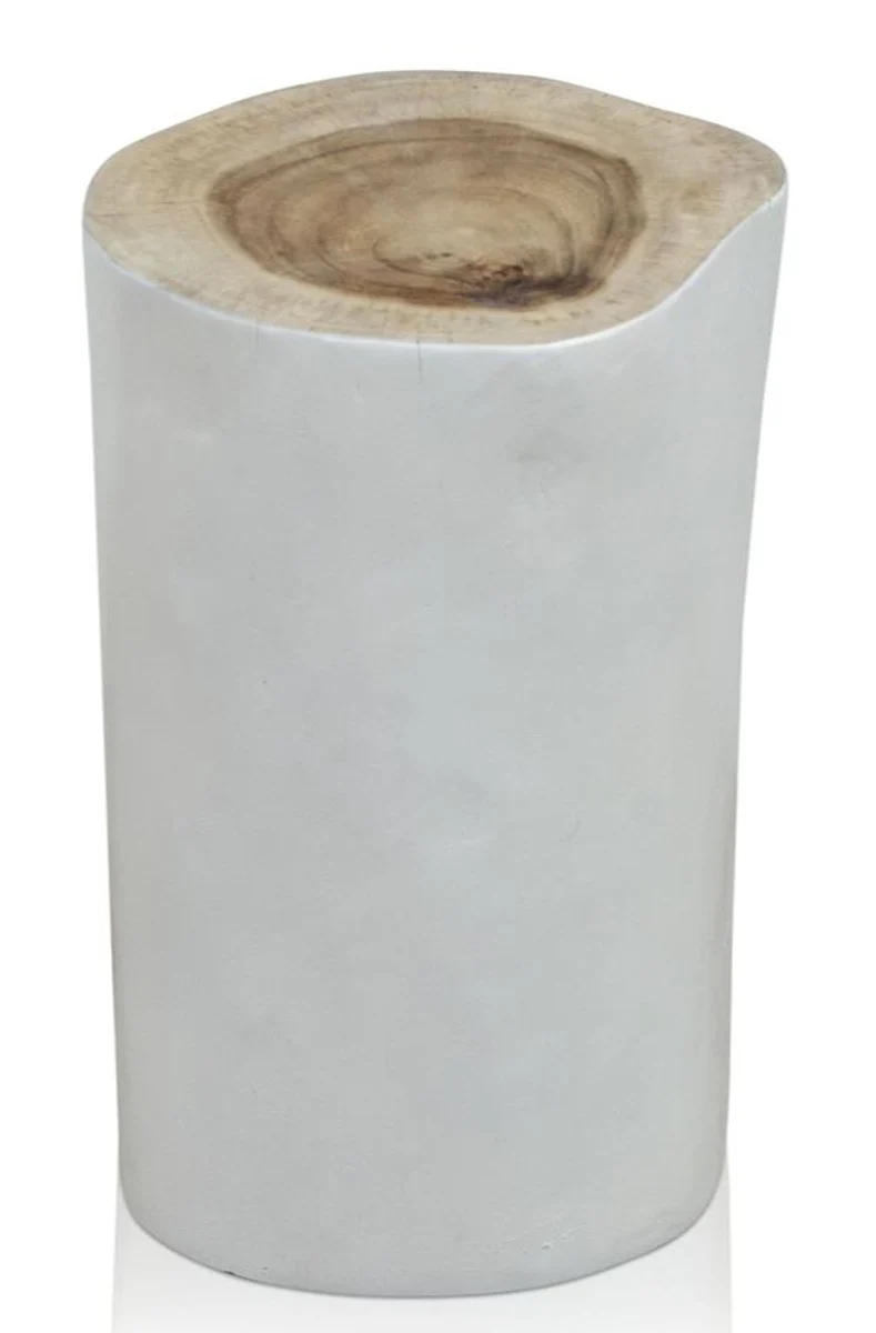 Wohnzimmer Hocker / Beistelltisch Weiß Ø 27 x H. 45 cm - Luxus Möbel