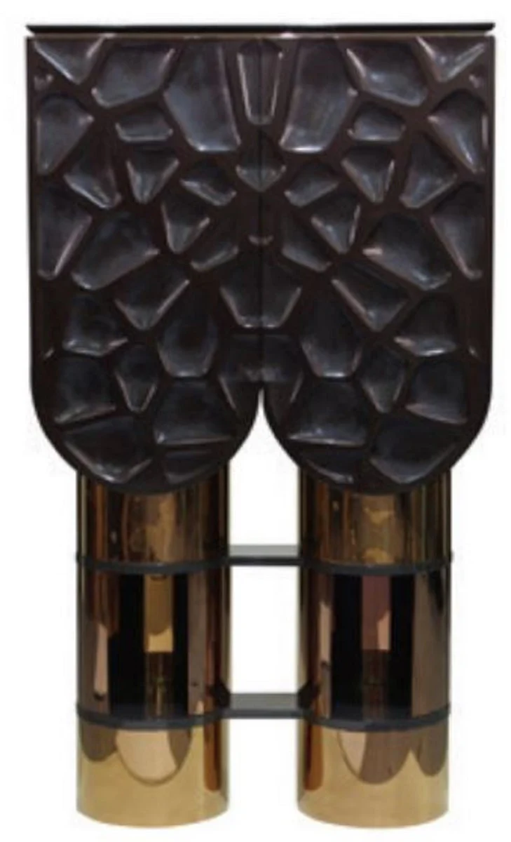 Luxus Designer Barschrank Schwarz / Rosegold / Rot 170 x 44 x H. 98 cm - Weinschrank mit 2 Türen - Wohnzimmer Möbel - Bar Möbel - Hotel Möbel - Luxus Kollektion