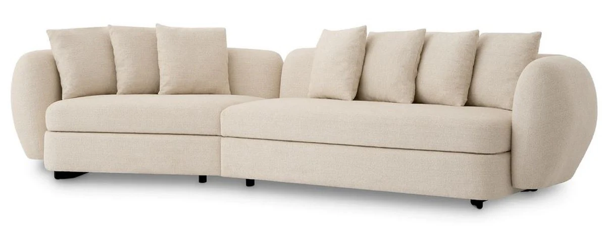 Luxus Sofa Beige / Schwarz 314 x 130 x H. 68 cm - Gebogenes Wohnzimmer Sofa - Hotel Sofa - Wohnzimmer Möbel - Hotel Möbel - Luxus Möbel - Luxus Einrichtung