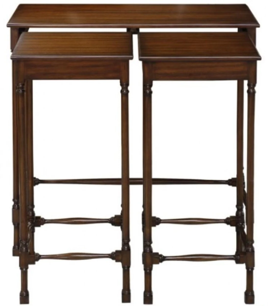 Luxus Mahagoni Beistelltisch Set Dunkelbraun 67 x 28 x H. 70 cm - Luxus Möbel