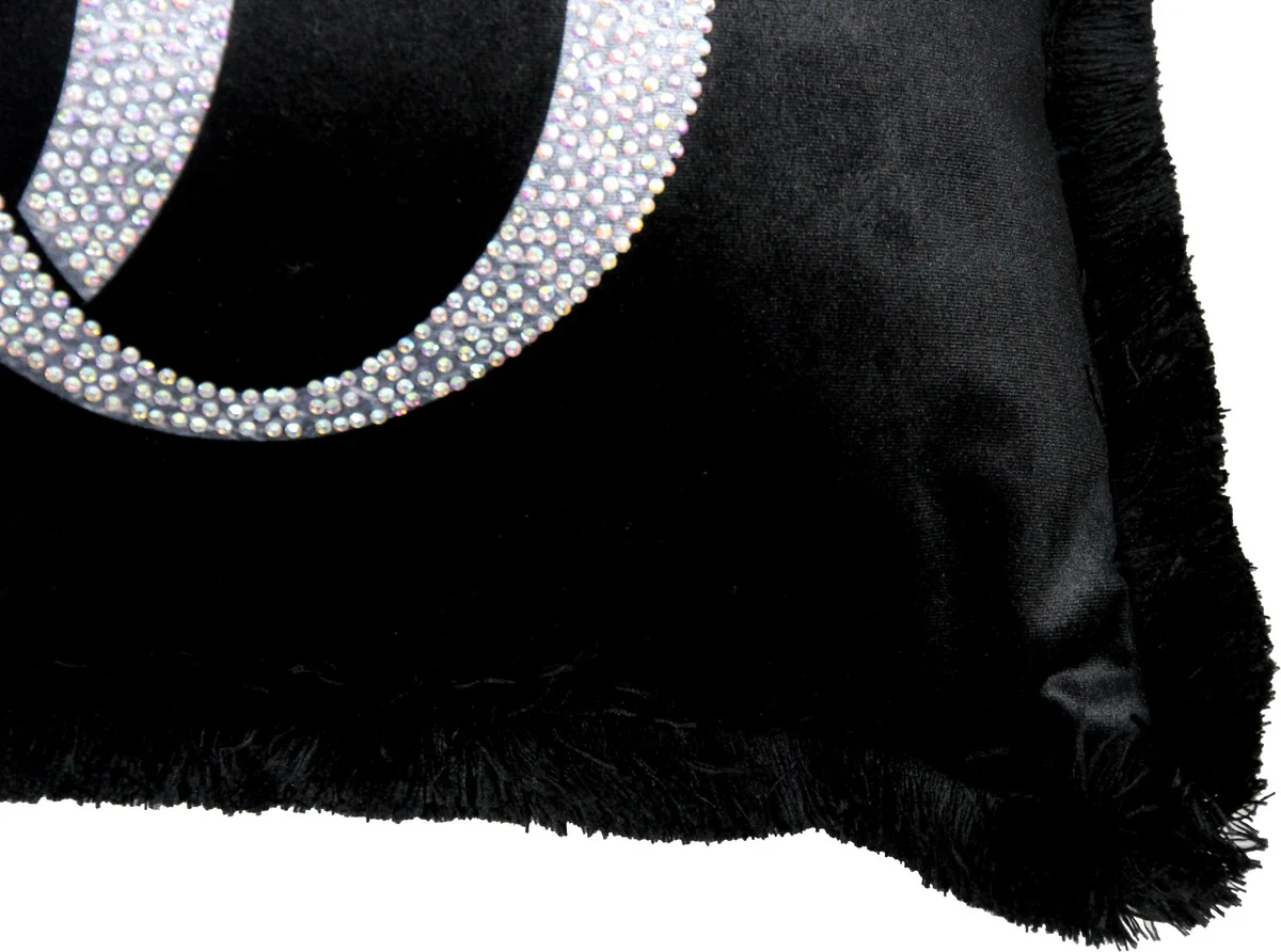 Harald Glööckler Luxus Deko Kissen Pompöös by Schwarz / Silber Krone Deluxe mit Strass Steinen - Glööckler Kissen AAA