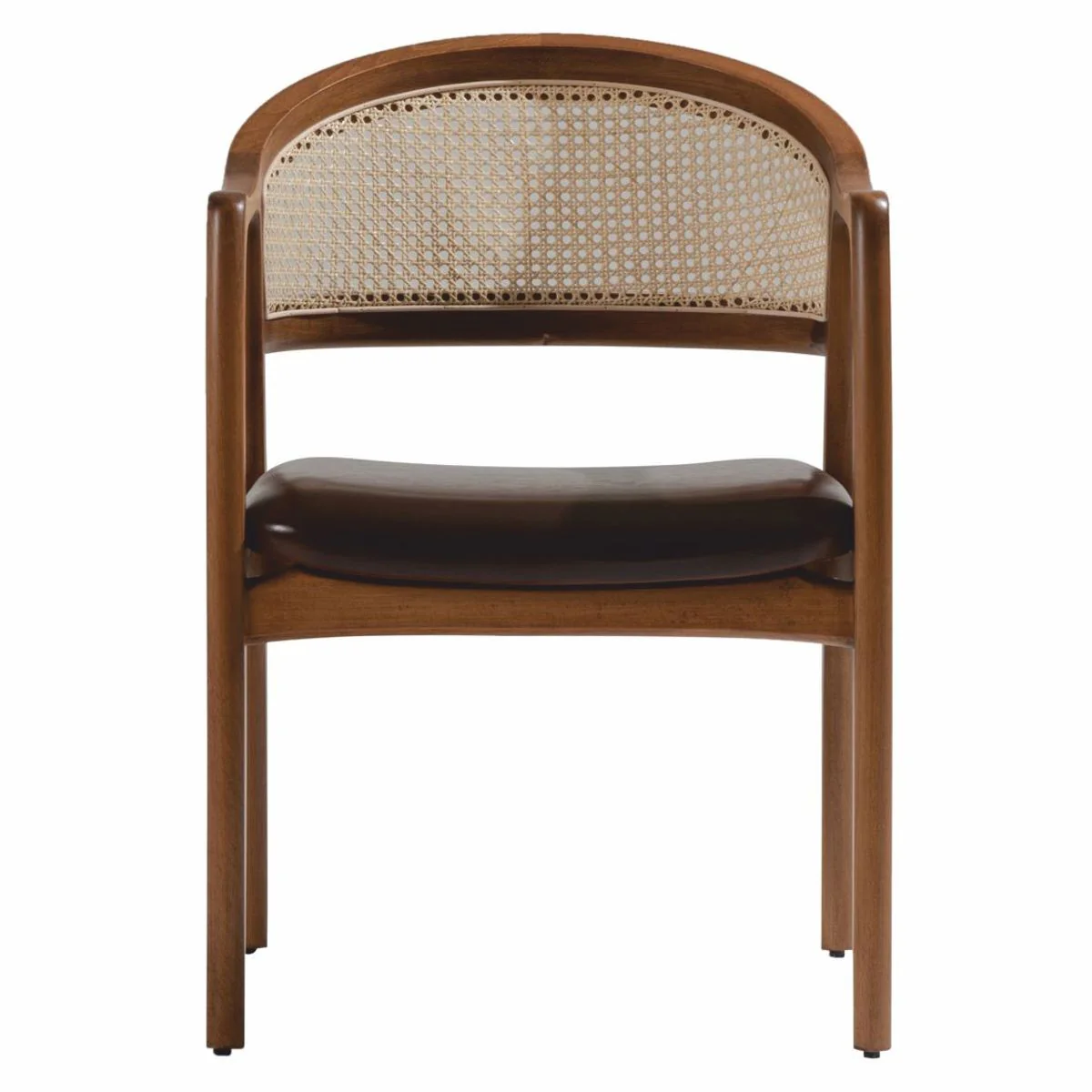 Luxus Esszimmer Stuhl 6er Set mit Armlehnen Dunkelbraun / Braun / Naturfarben H. 78 cm