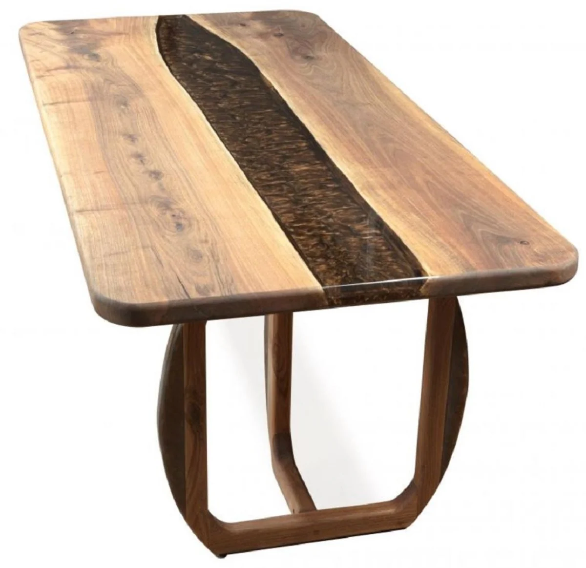 Luxus Esstisch Braun 200 x 100 x H. 76 cm - Rechteckiger Küchentisch mit Epoxiharz - Esszimmer Möbel - Epoxiharz Möbel - Luxus Möbel