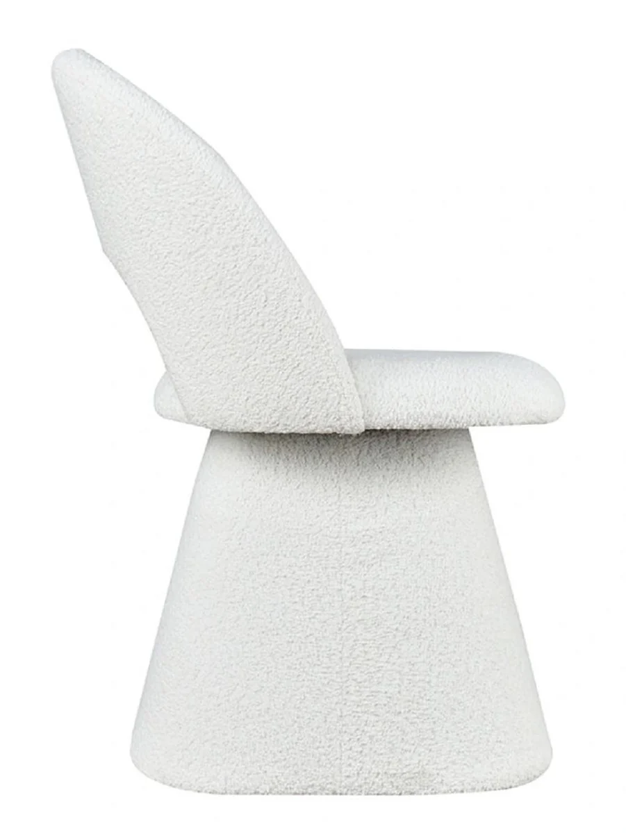 Luxus Esszimmer Stuhl mit gebogener Rückenlehne Weiß H. 79 cm - Esszimmer Möbel