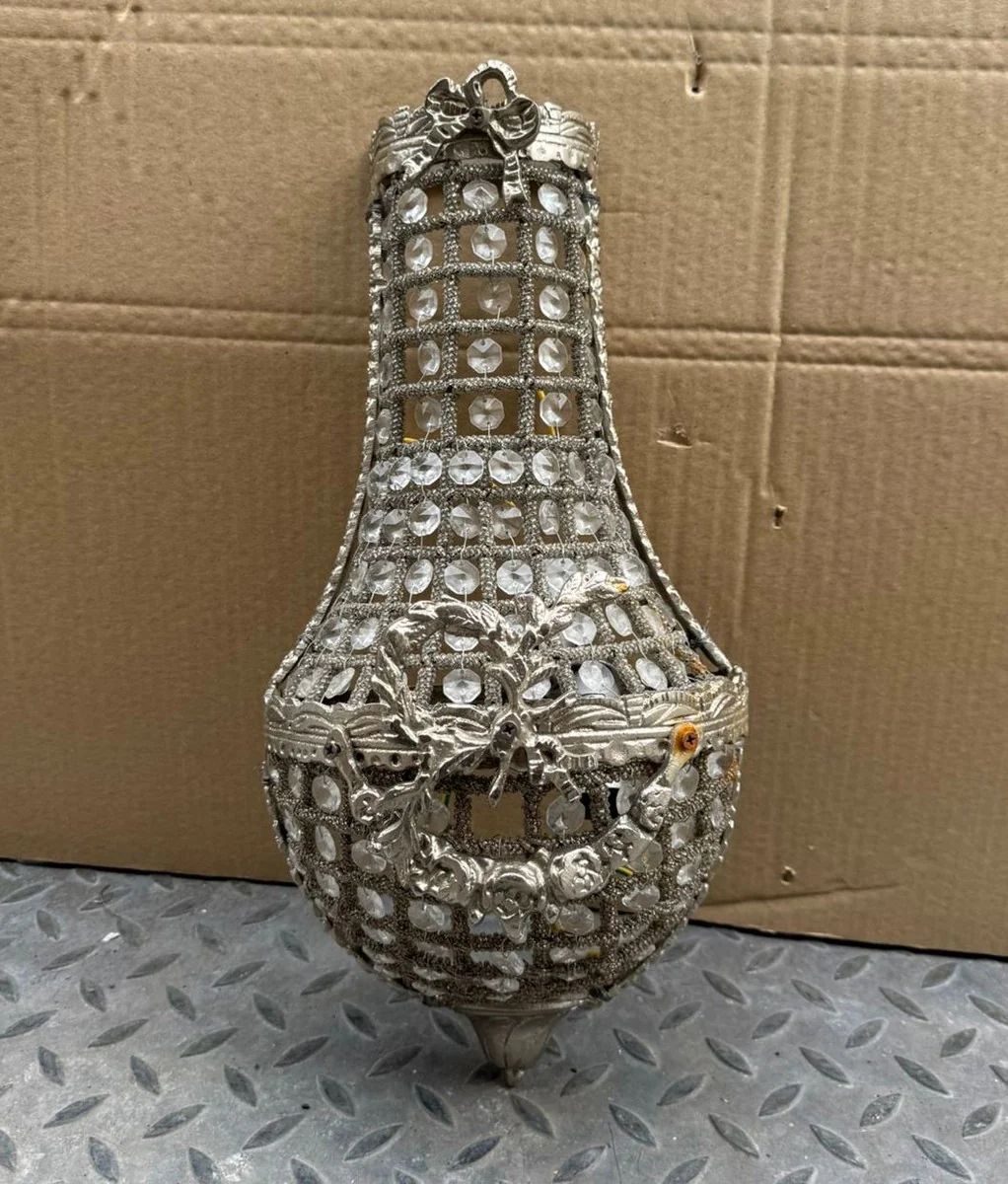 Barock Kristall Wandleuchte Silber H. 40 cm - Barockstil Wandleuchten