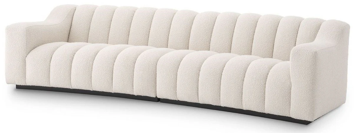 Luxus Sofa Creme / Schwarz 300 x 100 x H. 78,5 cm - Leicht gebogenes Wohnzimmer Sofa - Hotel Sofa - Luxus Qualität