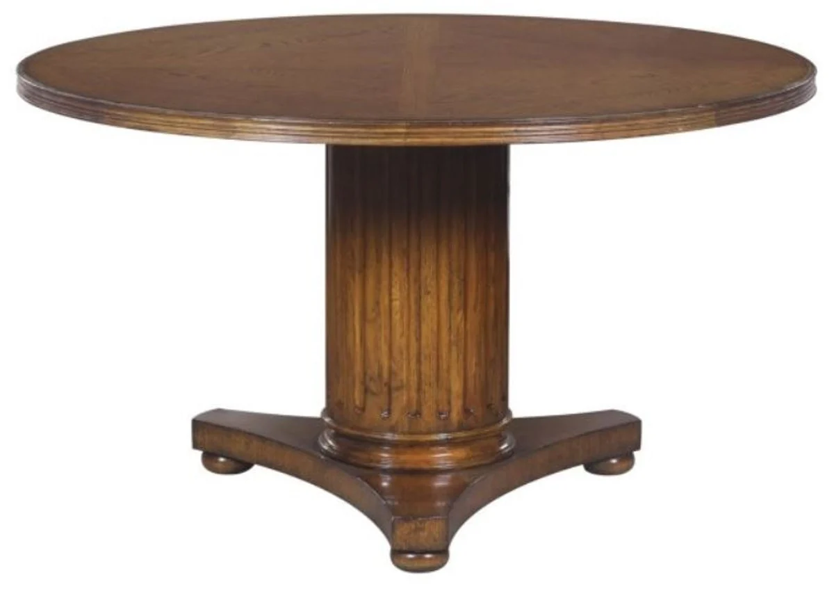 Luxus Eichenholz Esstisch Braun Ø 135 x H. 78 cm - Massivholz Esszimmermöbel