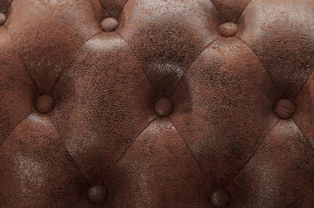 Chesterfield Ecksofa Rechts Antik Braun - Microfaser Wohnzimmer Sofa - Chesterfield Wohnzimmer Möbel