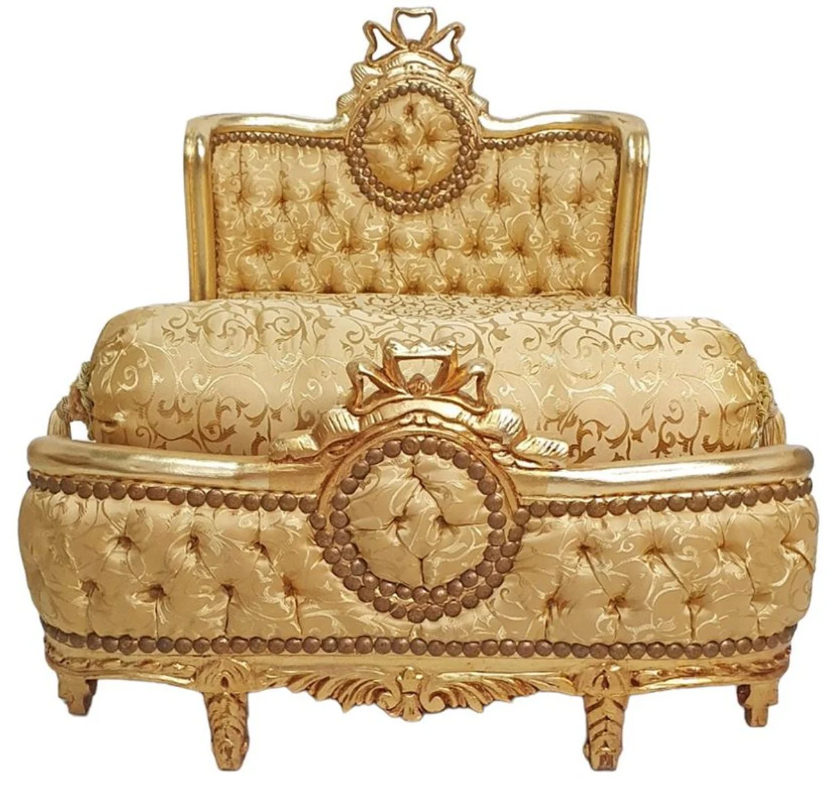 Barock Hundebett Gold Muster / Antik Gold - Handgefertigtes Antik Stil Hundebett - Prunkvolle Hunde Möbel im Barockstil - Antik Stil Tiermöbel - Barock Tiermöbel