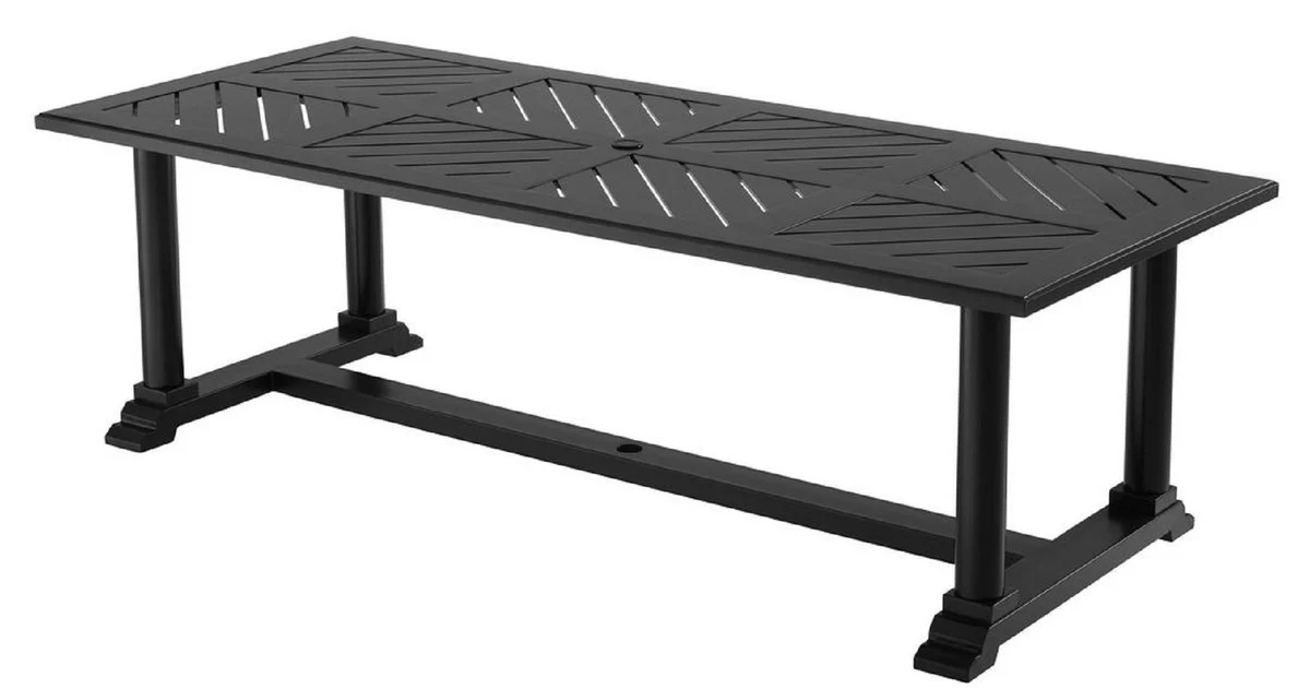 Luxus Esstisch Mattschwarz 240 x 103 x H. 75 cm - Rechteckiger Küchentisch aus hochwertigen strapazierbarem Aluminium - Gartentisch