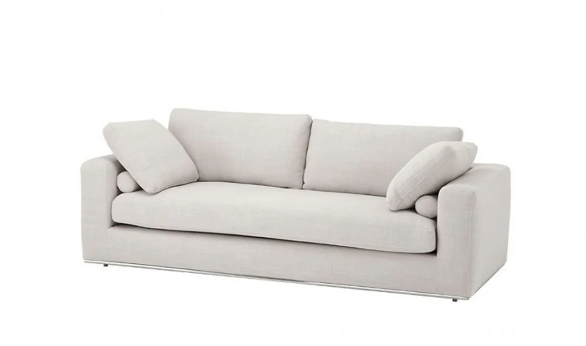 Luxus Sofa Panama Natural mit poliertem Stahl Sockel - Luxus Kollektion