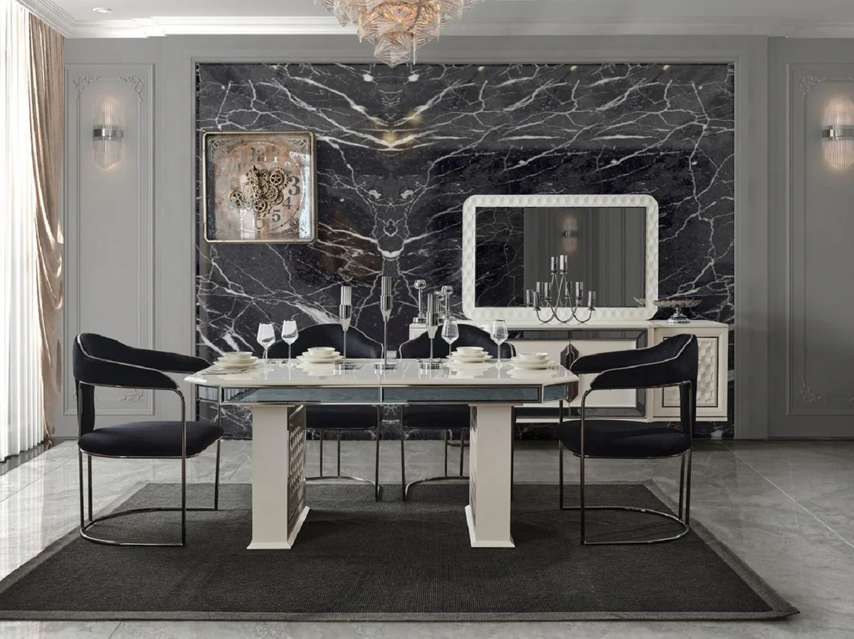 Luxus Art Deco Esszimmer Stuhl 4er Set mit Armlehnen Schwarz / Bronze 60 x 58 x H. 92 cm - Esszimmer Möbel - Restaurant Möbel - Art Deco Möbel - Luxus Möbel