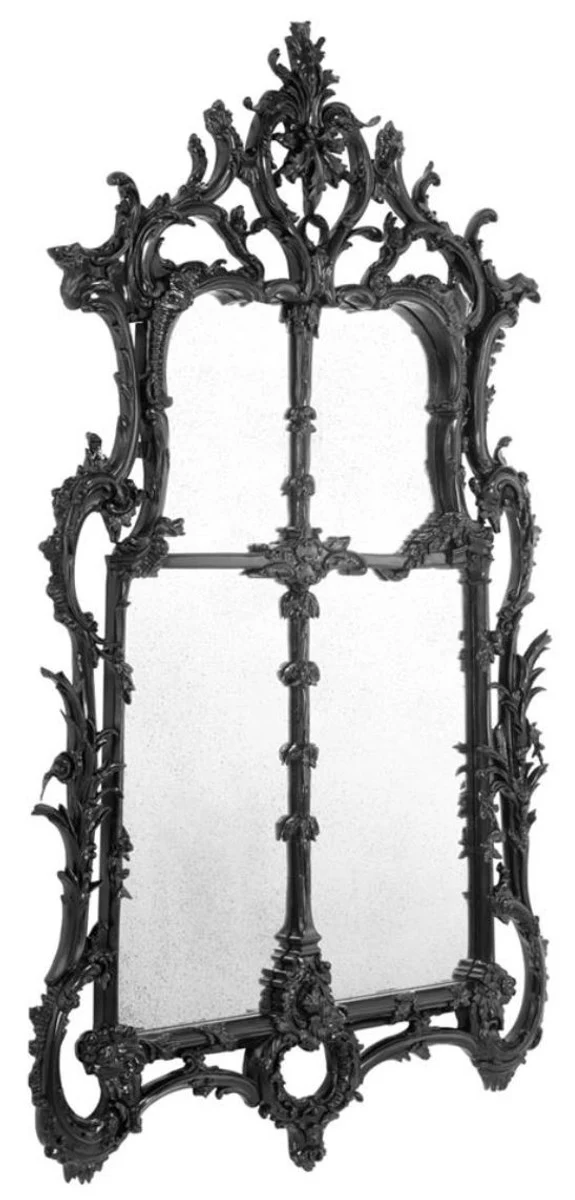 Luxus Barockstil Wohnzimmer Wandspiegel Schwarz 102 x H. 174 cm - Limited Edition