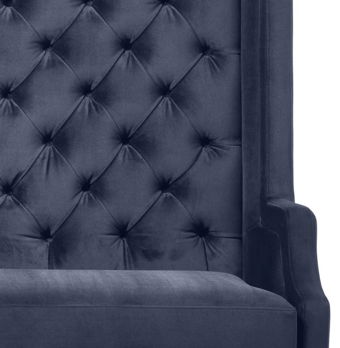 Luxus Hochlehnsofa Mitternachtsblau / Schwarz 160 x 68 x H. 160 cm - Luxus Chesterfield Samtsofa