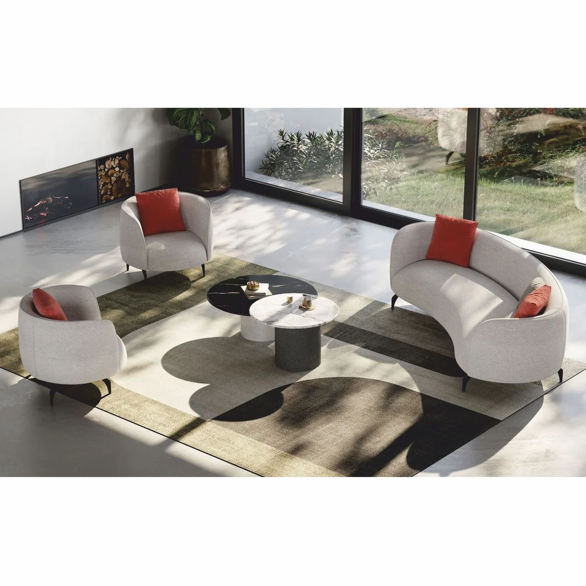 Luxus Sofa Hellgrau / Schwarz 240 cm - Luxus Wohnzimmer & Hotel Möbel