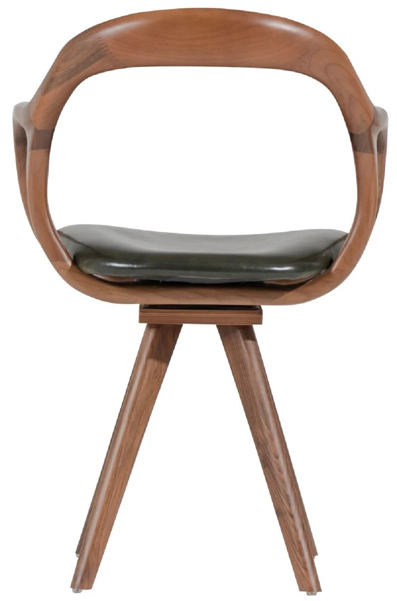 Luxus Drehstuhl mit Armlehnen Braun / Dunkelgrün H. 83 cm