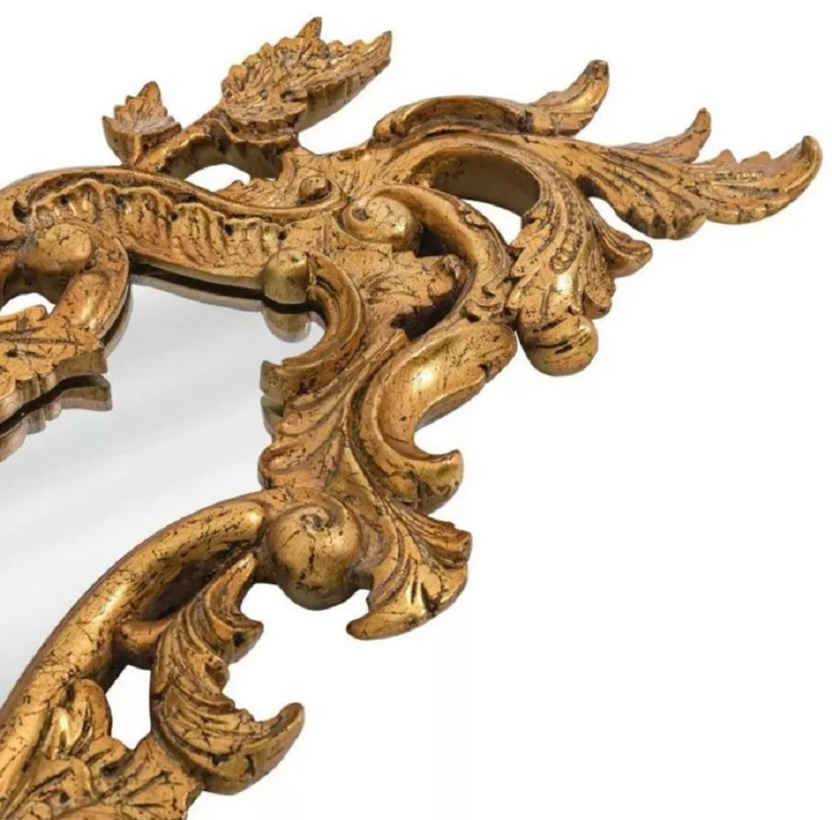 Luxus Barock Spiegel Antik Gold - Handgefertigter Massivholz Wandspiegel im Barockstil - Luxus Möbel im Barockstil - Barock Möbel - Edel & Prunkvoll