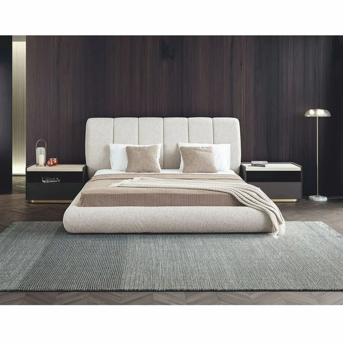 Luxus Doppelbett Hellgrau 180x200 cm - Schlafzimmer & Hotel Möbel