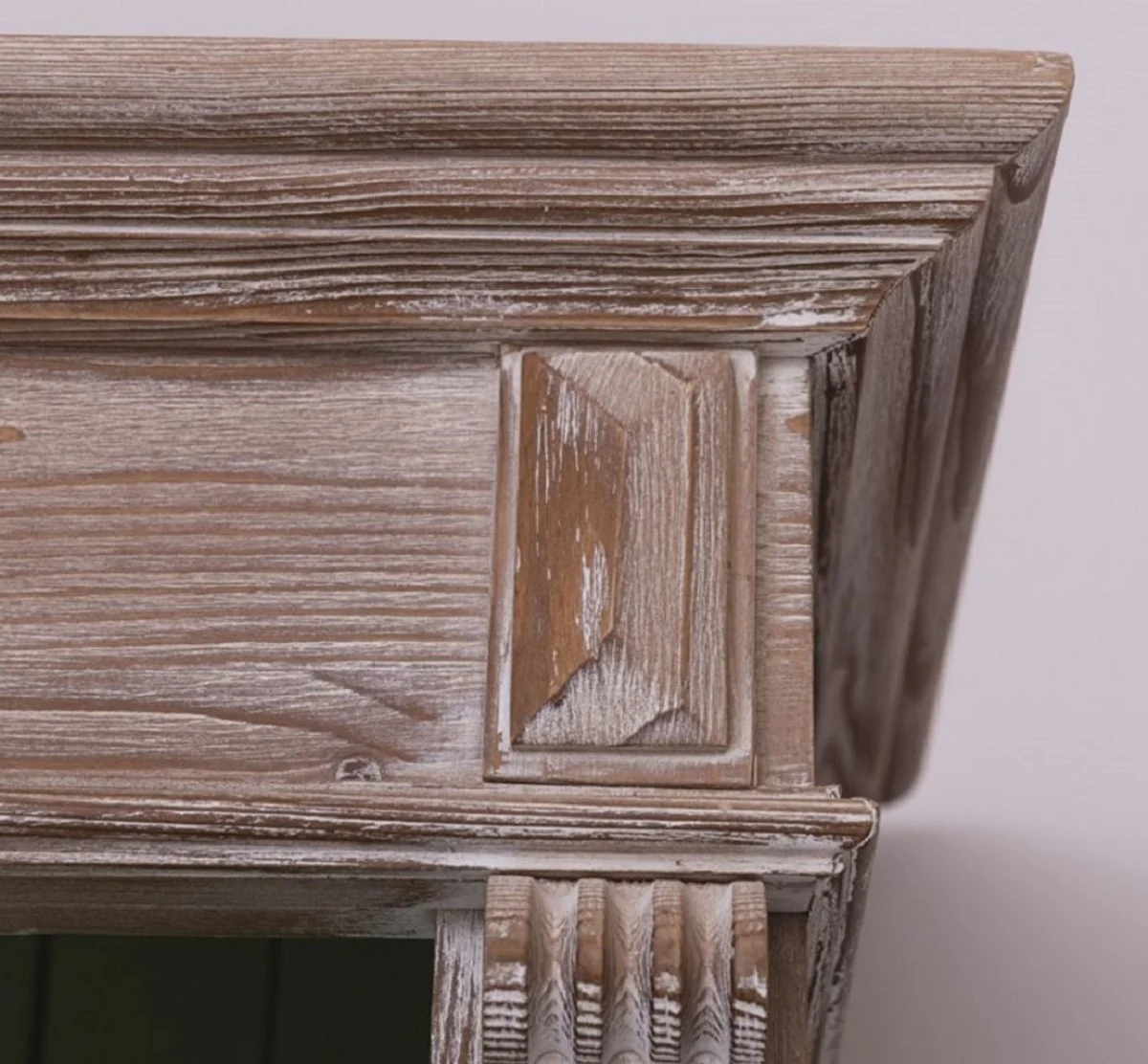 Landhausstil Bücherschrank Braun / Grün 120 x 37 x H. 197 cm - Massivholz Schrank - Regalschrank - Wohnzimmerschrank - Landhausstil Möbel