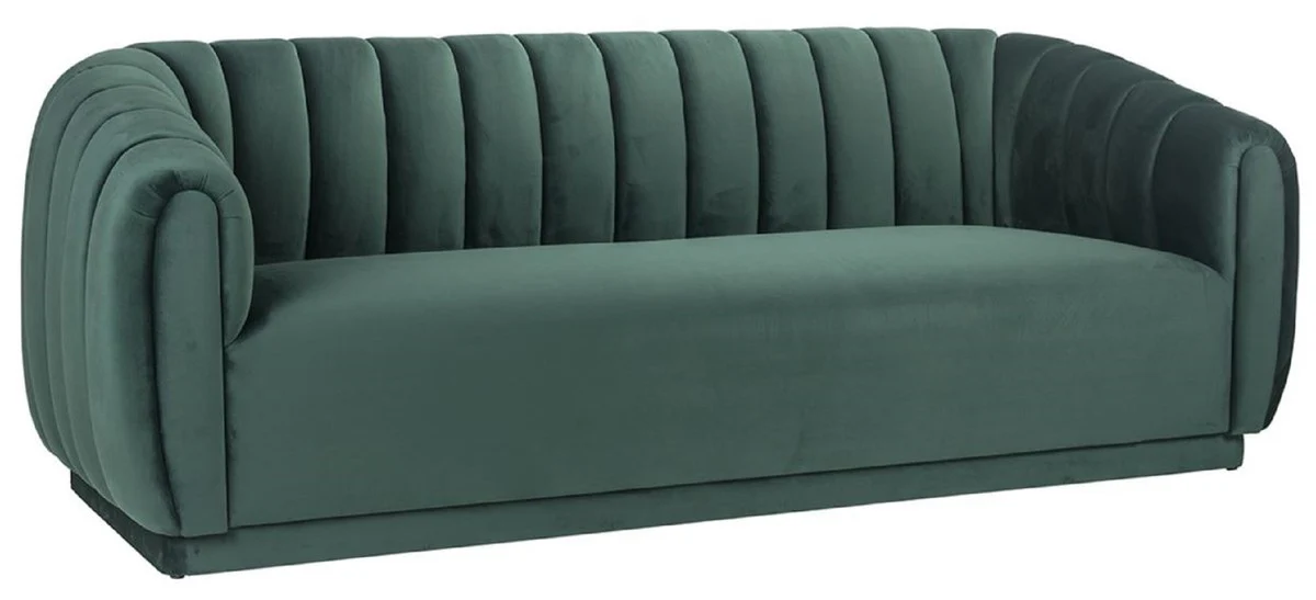 Luxus Samt Sofa Grün 230 x 95 x H. 84 cm - Wohnzimmer Sofa - Wohnzimmer Möbel - Luxus Möbel - Wohnzimmer Einrichtung - Luxus Einrichtung - Luxus Qualität