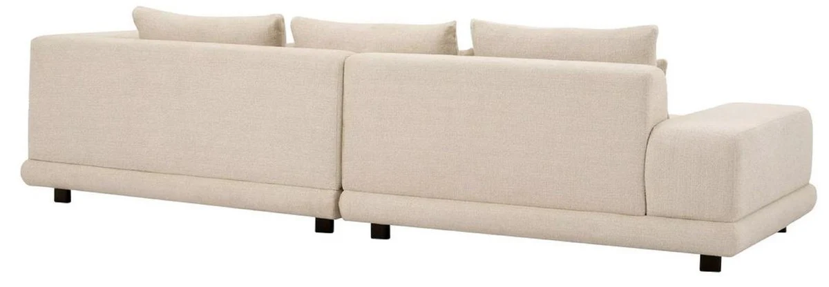 Luxus Sofa Beige / Schwarz 285 x 106 x H. 66 cm - Wohnzimmer Sofa mit Kissen - Wohnzimmer Möbel - Luxus Möbel - Wohnzimmer Einrichtung - Luxus Einrichtung - Luxus Qualität