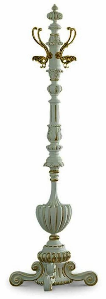 Luxus Barock Garderobenständer Elfenbein / Gold H. 182 cm - Barock Möbel - Made in Italy