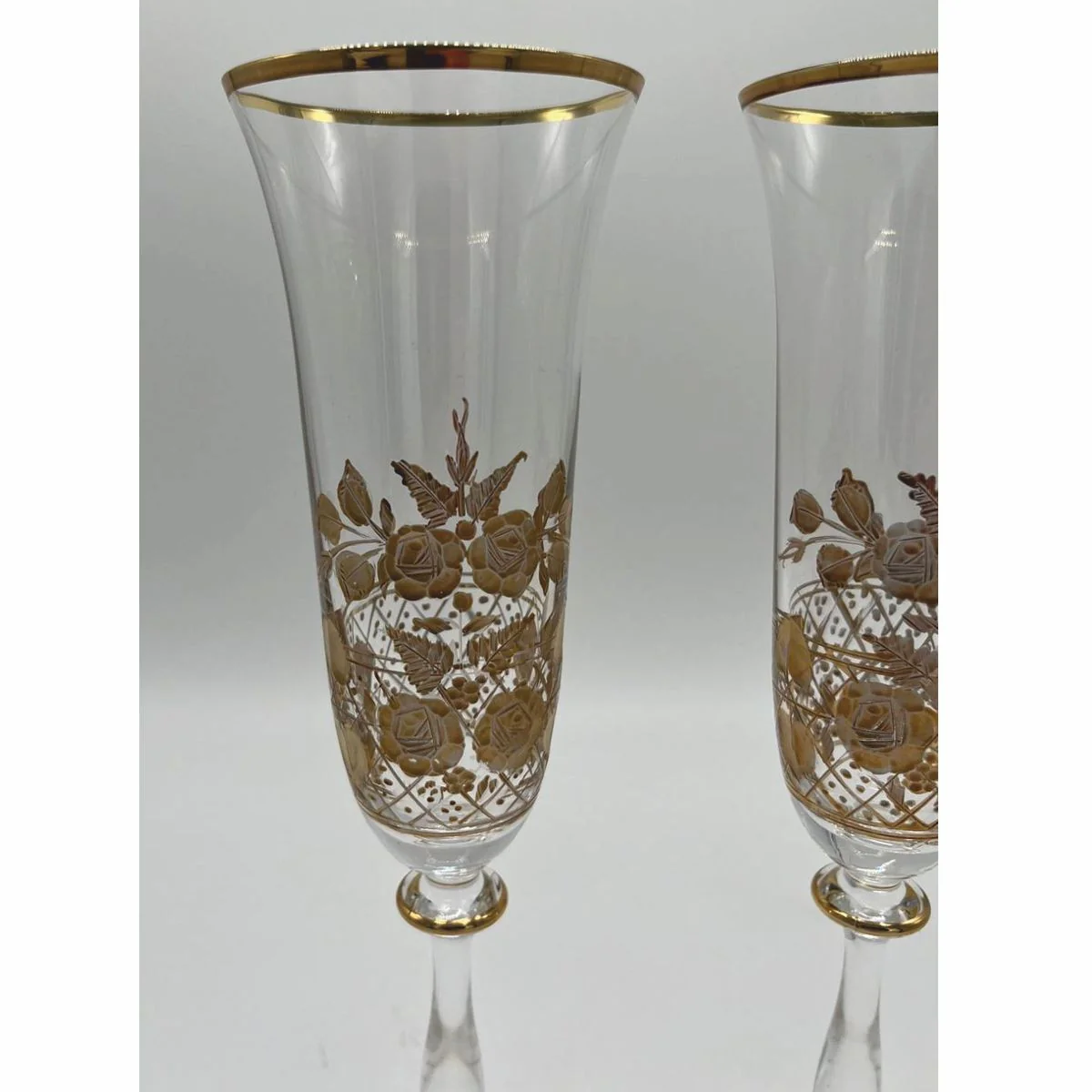 Luxus Jugendstil Champagnerglas 2er Set Gold