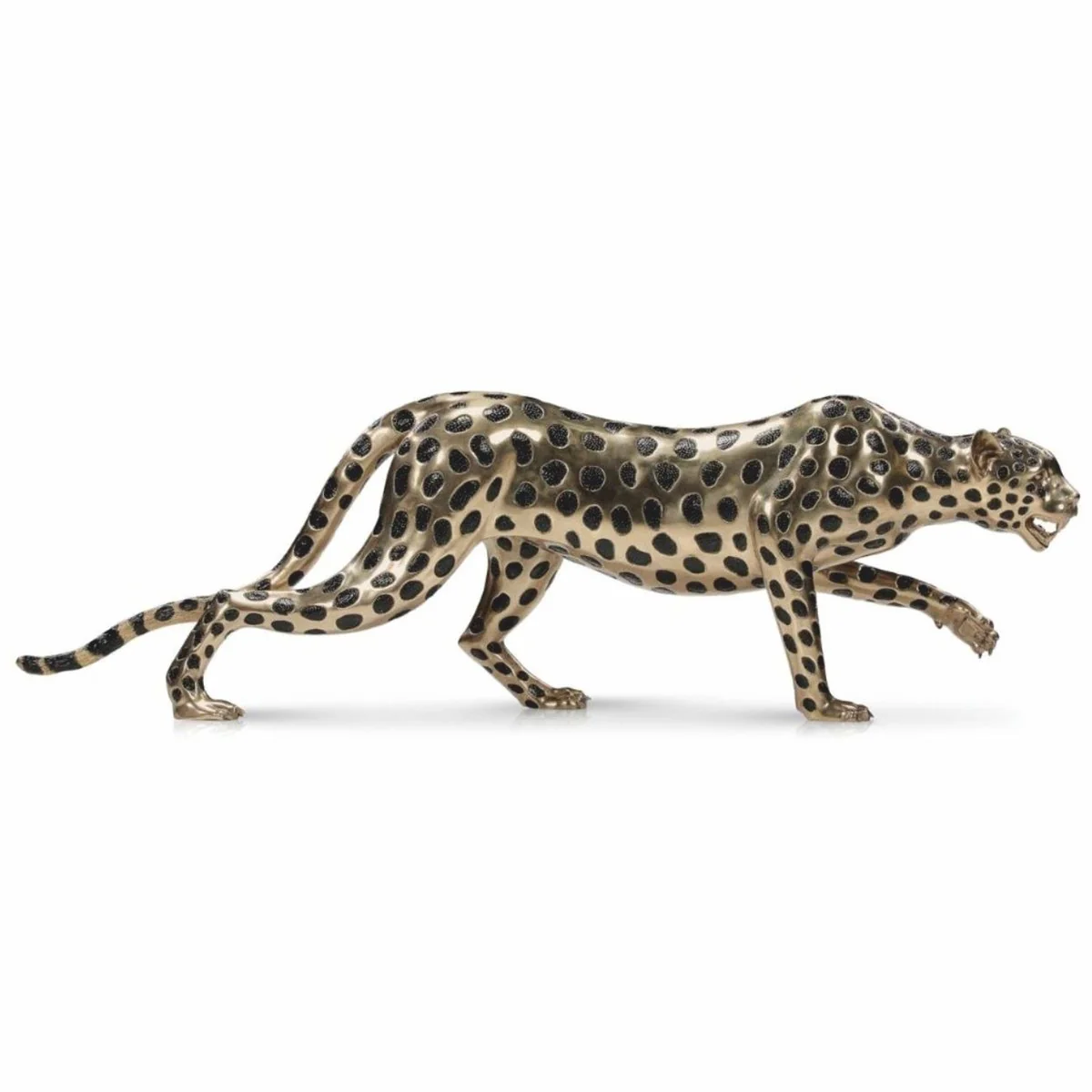 Luxus Deko Bronze Skulptur Gepard Gold / Schwarz 148 cm - Bronze Figur