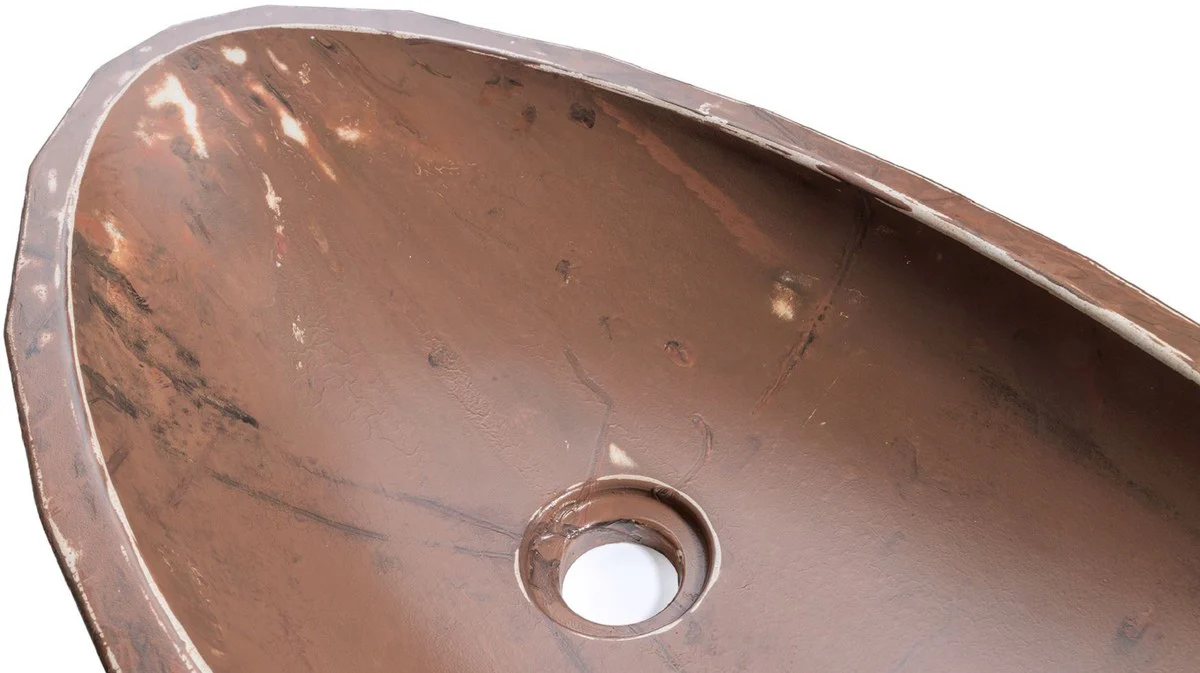 Luxus Waschbecken Schale Braun / Weiß 60,9 x 29,7 x H. 11,9 cm - Handgefertigtes Beton Waschbecken - Badezimmer Accessoires - Luxus Badezimmer Zubehör