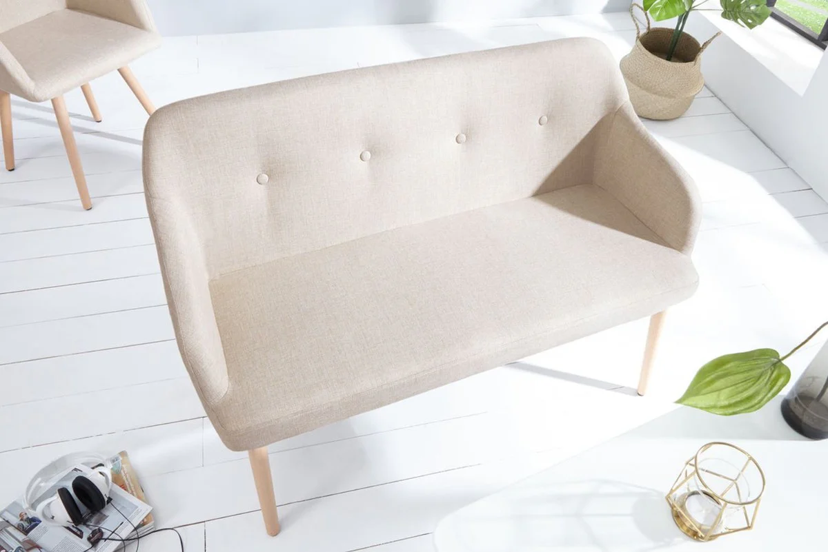 Sitzbank Naturfarben 116 cm - Gepolsterte Massivholz Bank