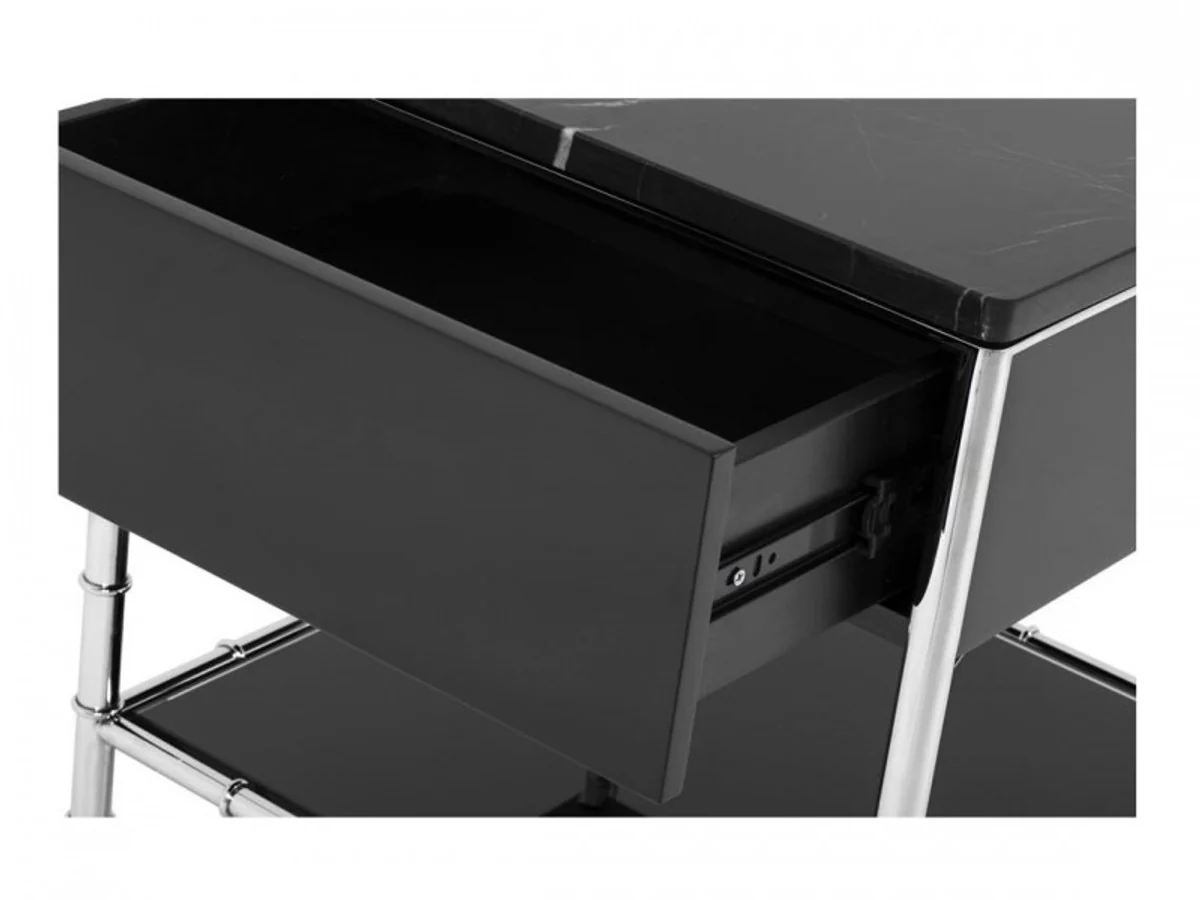 Luxus Art Deco Designer Beistelltisch mit Marmorplatte und Rauchglas - Luxus Kollektion