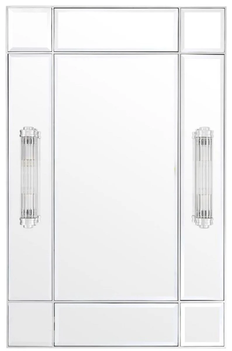 Luxus Wandspiegel mit Licht Silber 90 x 13 x H. 140 cm - Luxus Qualität