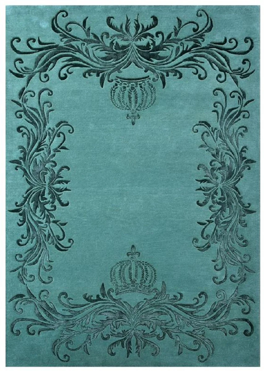Pompöös by Luxus Barock Teppich Krone von Harald Glööckler Grün - Verschiedene Größen