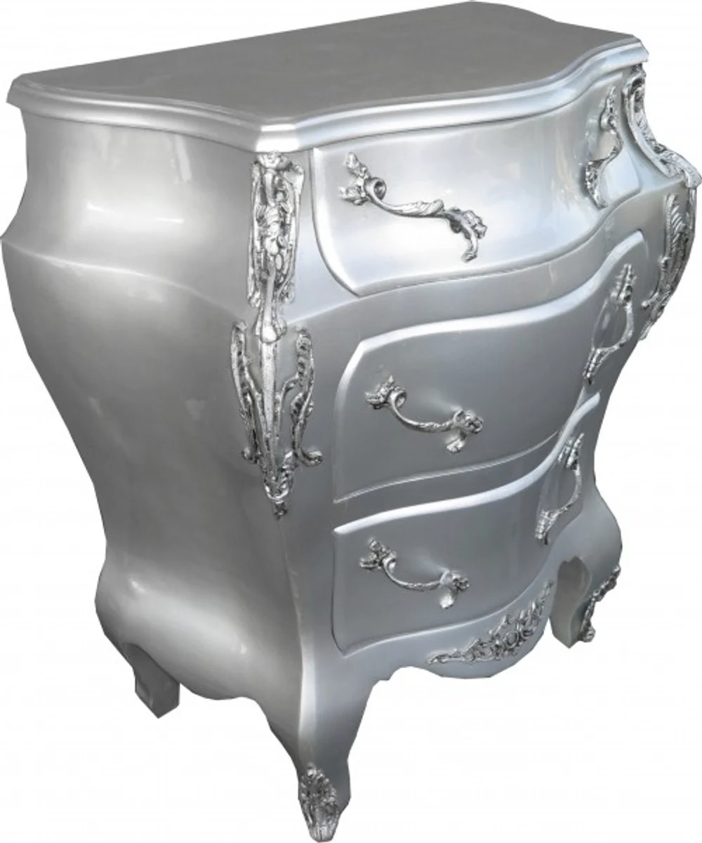 Barock Kommode Silber B68 H79.5 cm - Handgefertigte Möbel