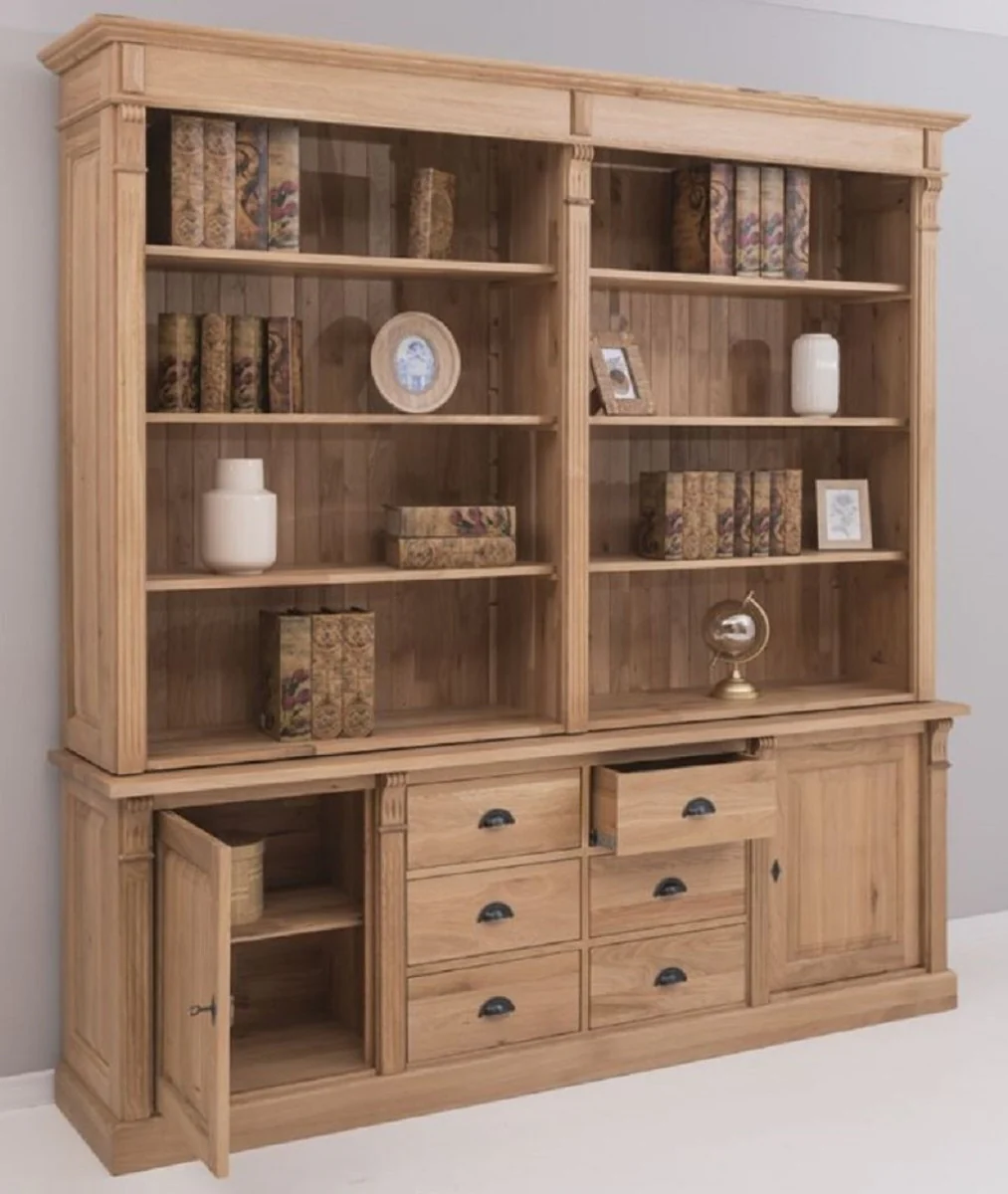 Landhausstil Eichenholz Schrank Naturfarben 223 x 51 x H. 228 cm - Landhausstil Massivholz Möbel
