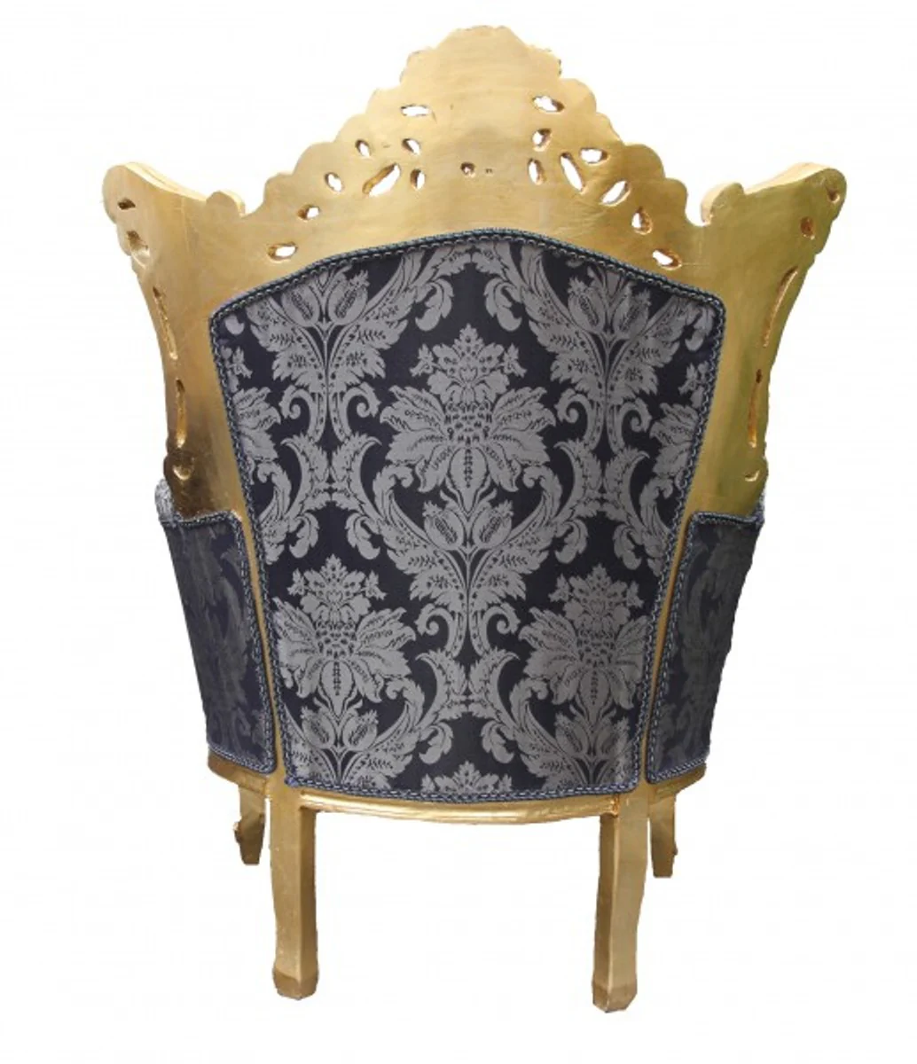 Barock Sessel Al Capone Mod2 Royal Blau Muster / Gold