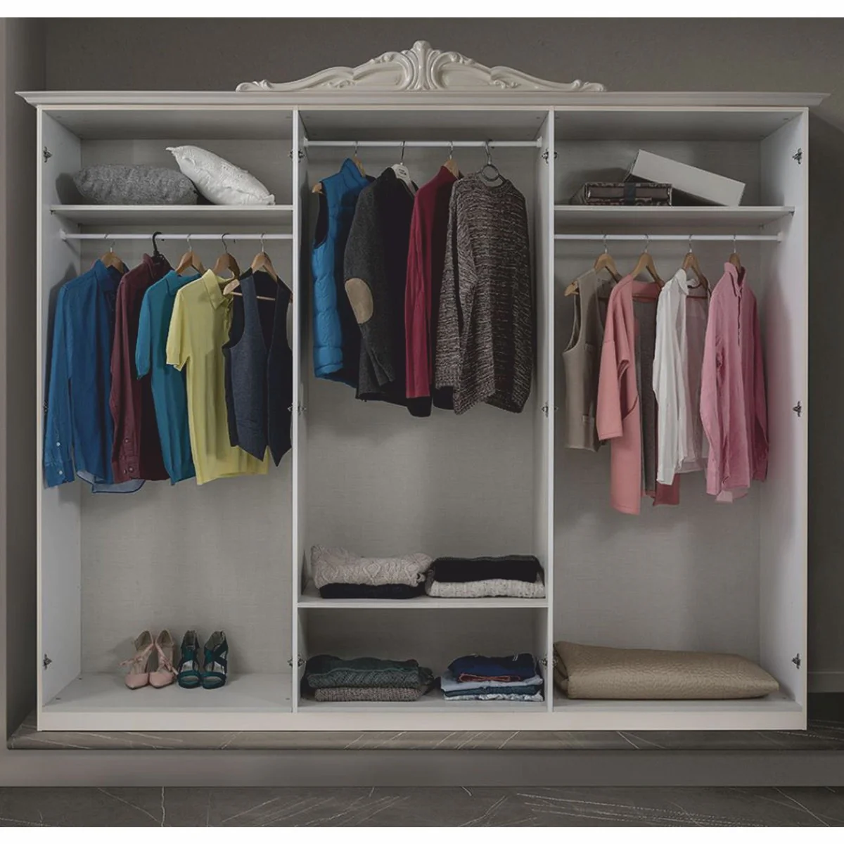 Luxus Barock Schlafzimmer Schrank Creme 261 cm - Barock Schlafzimmer Möbel