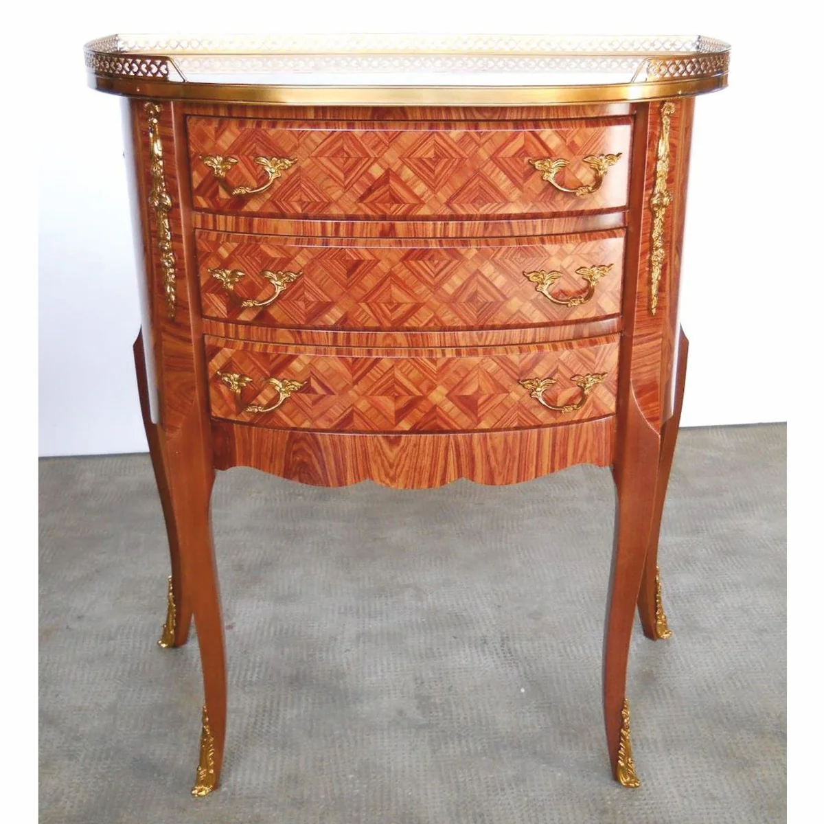 Luxus Barock Nachtkommode mit 3 Schubladen Braun / Gold - Barock Schlafzimmer Möbel