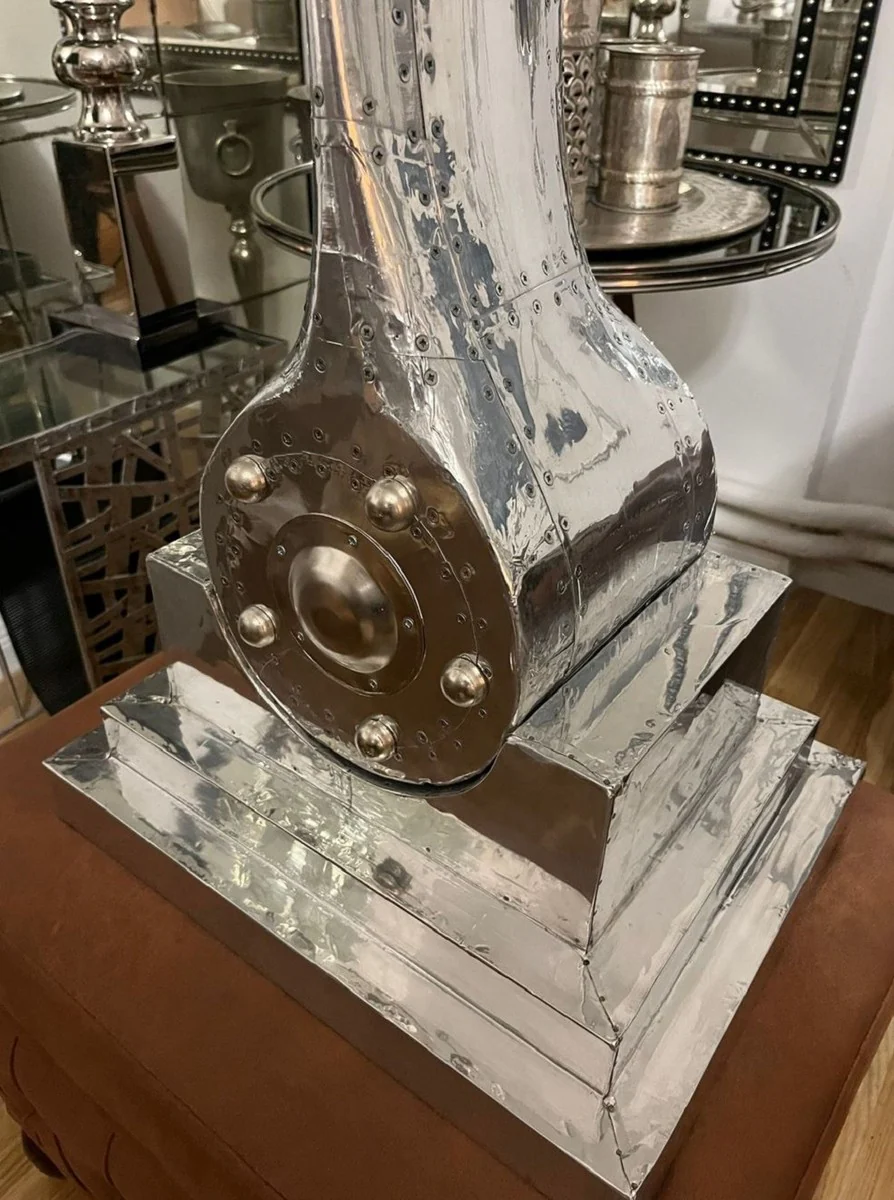 Luxus Aluminium Deko Flugzeug Flügel Silber 43 x 33 x H. 114 cm - Wohnzimmer Deko - Aluminium Deko Accessoires