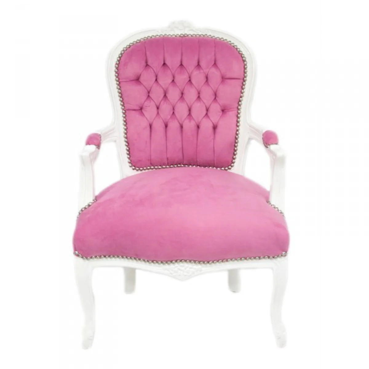 Barock Salon Stuhl Mod1 Rosa / Weiss