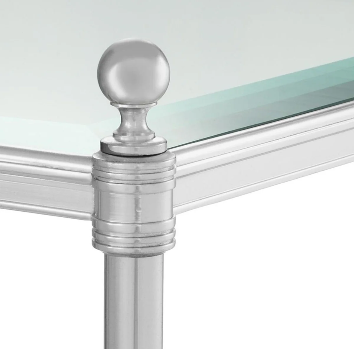 Luxus Wohnzimmer Beistelltisch mit Rollen Silber 42 x 42 x H. 71 cm - Hotel Möbel