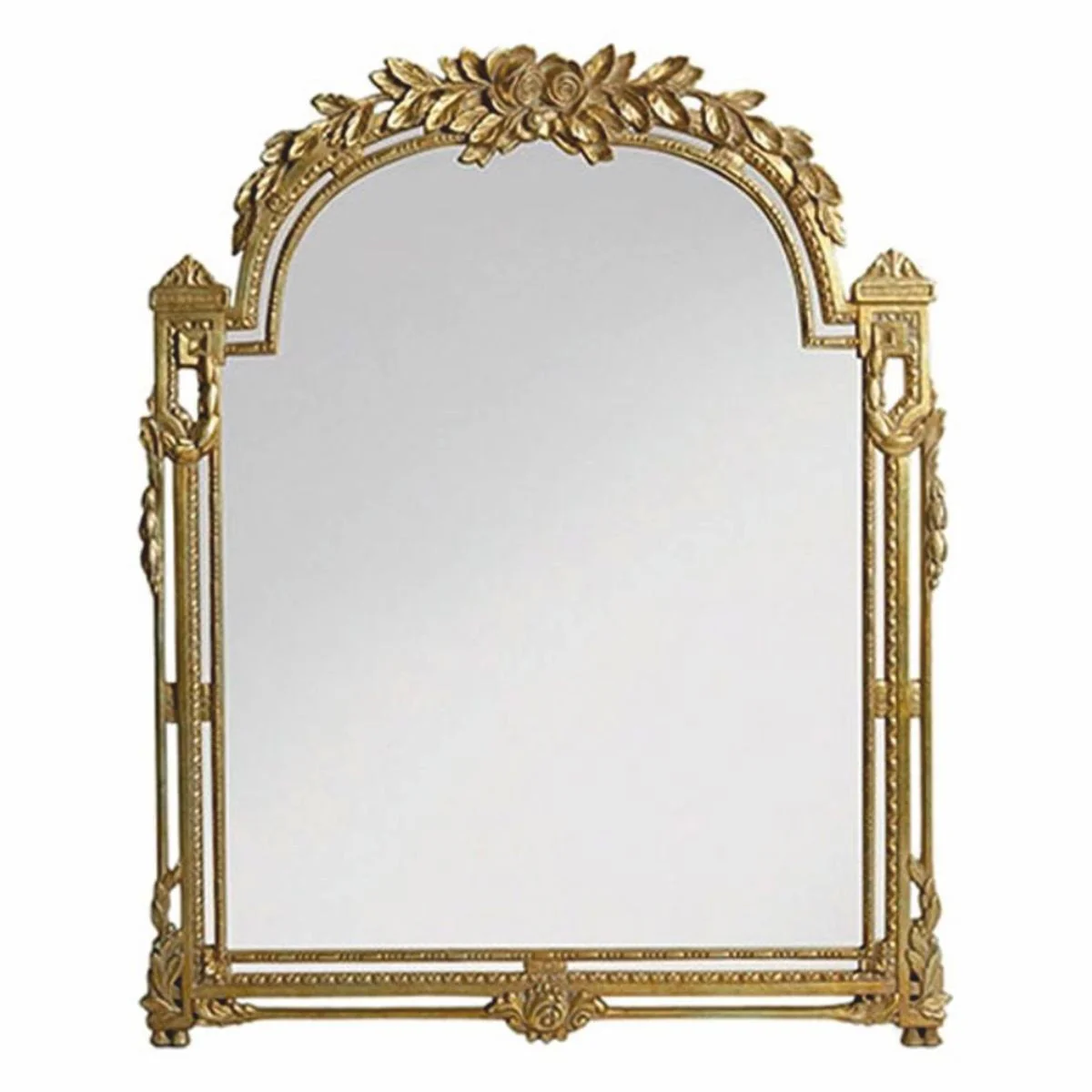 Luxus Barock Massivholz Spiegel Antik Gold H. 106 cm - Made in Italy